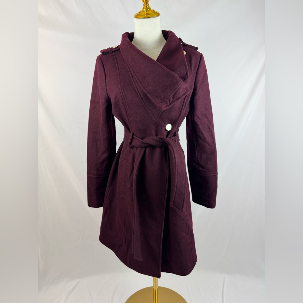 Women's Guess Burgundy Belted Coat Size S